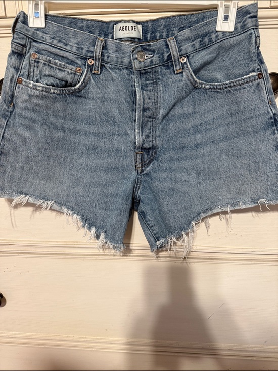 Agolde Pants - Agolde Medium Wash Frayed Hem Denim Shorts